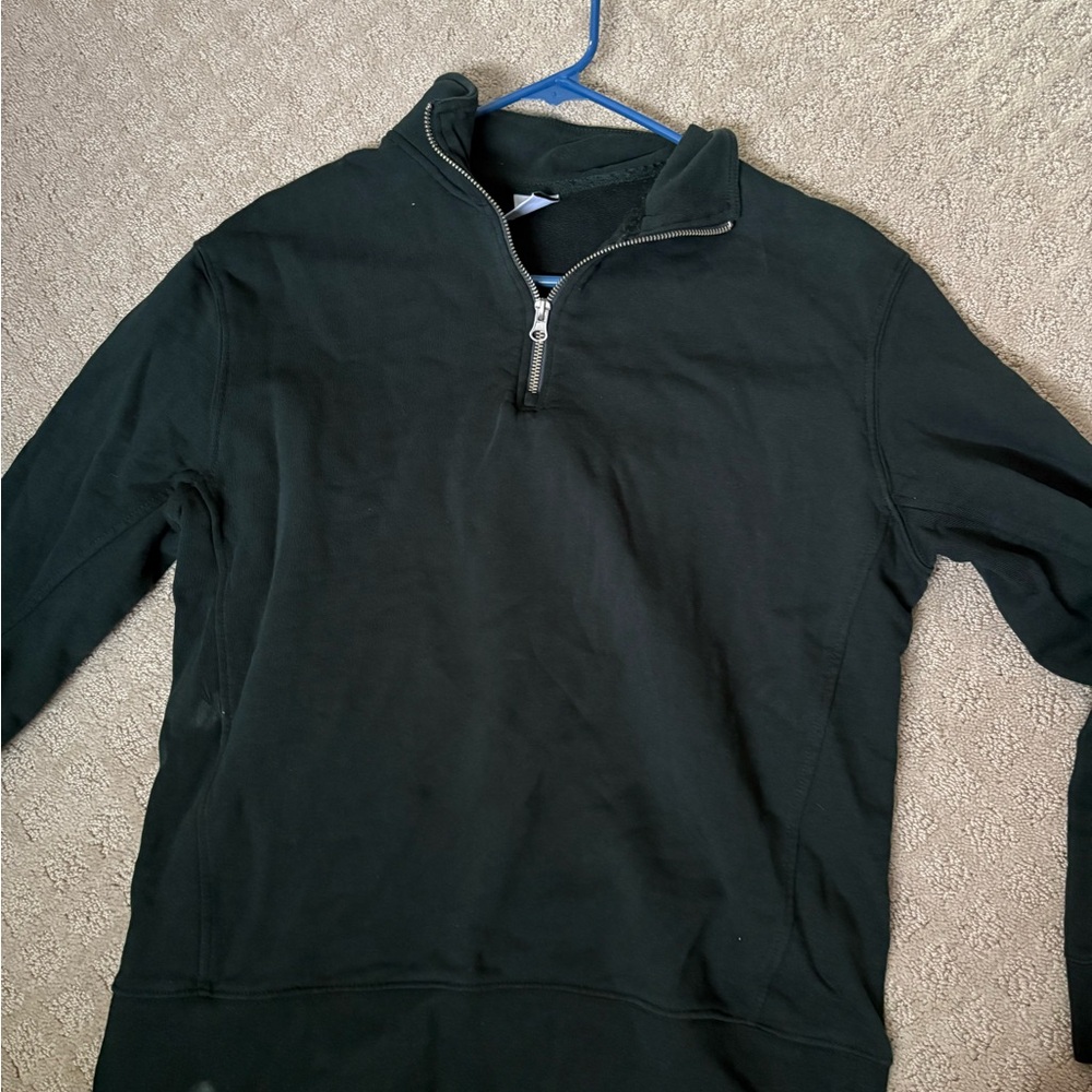 Zara Men's Dark Green Zip-Up Sweater